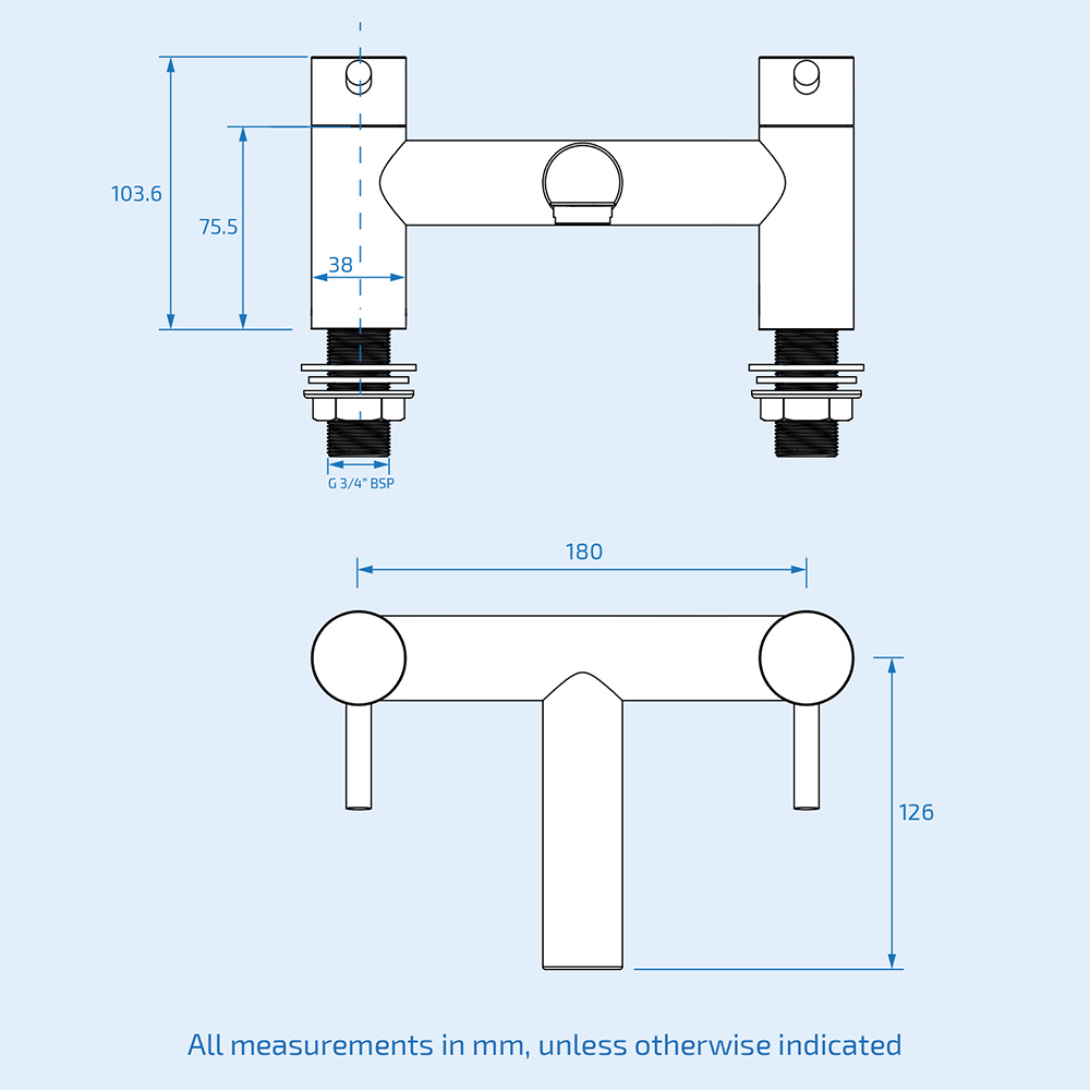Nes Home Modern Solid Brass Deck Mounted Tap Bath Filler Mixer Taps Image 3