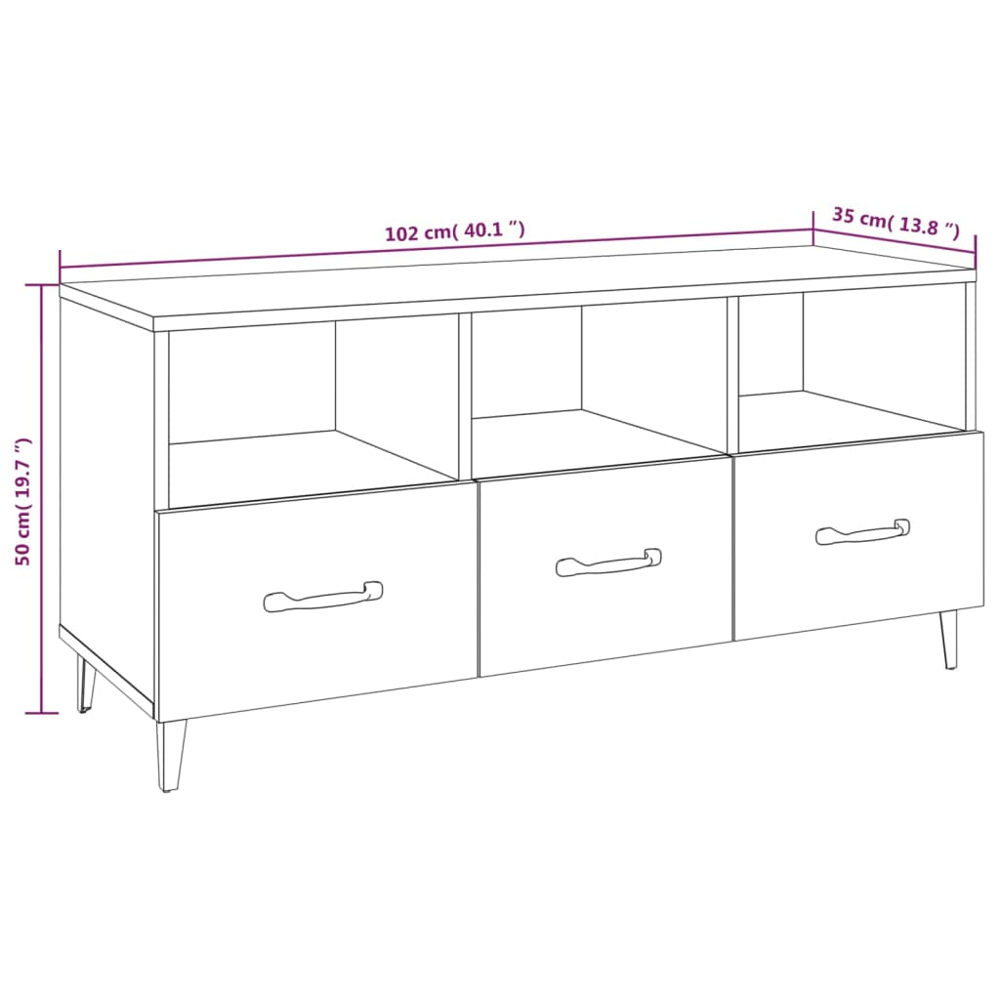 vidaXL 3 Drawer 3 Shelf Concrete Grey TV Cabinet Image 9