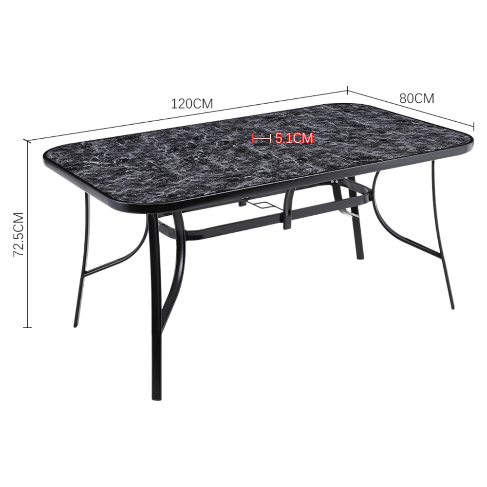 Living and Home Black Tempered Glass Rectangle Marble Coffee Table Image 6