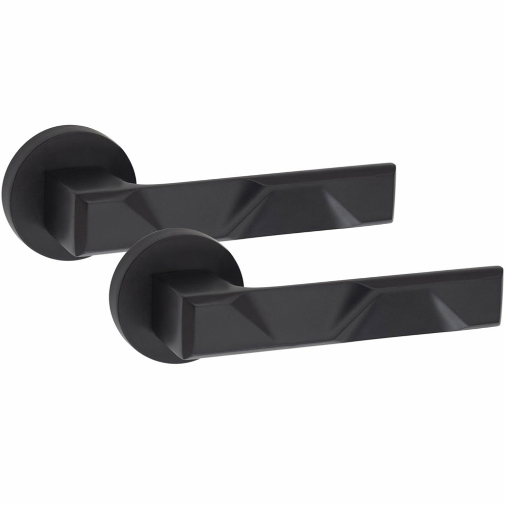 Golden Grace Matt Black Modern Nova Premium Door Handle Set 5 Pack Image 2