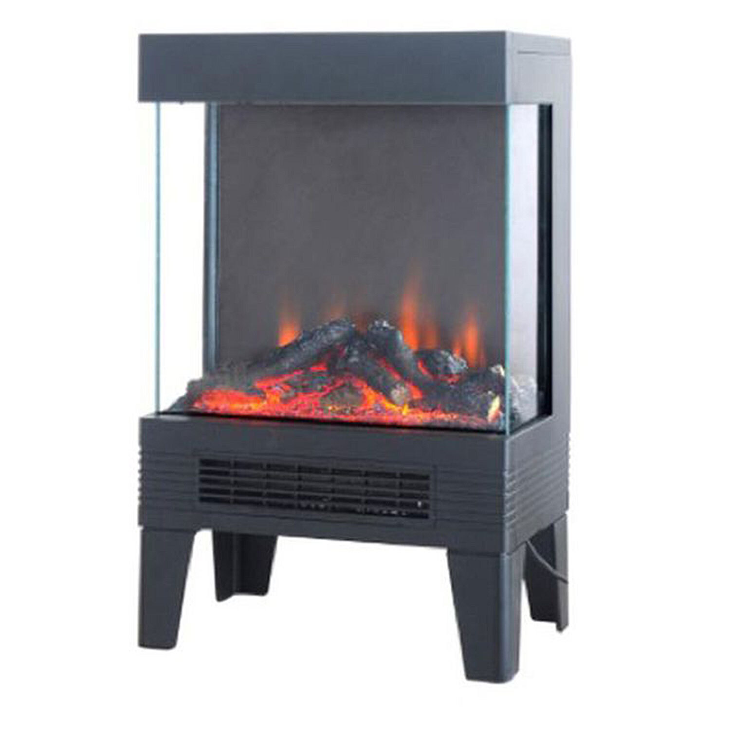 Grey Panoramic Log Fire Stove Heater Image