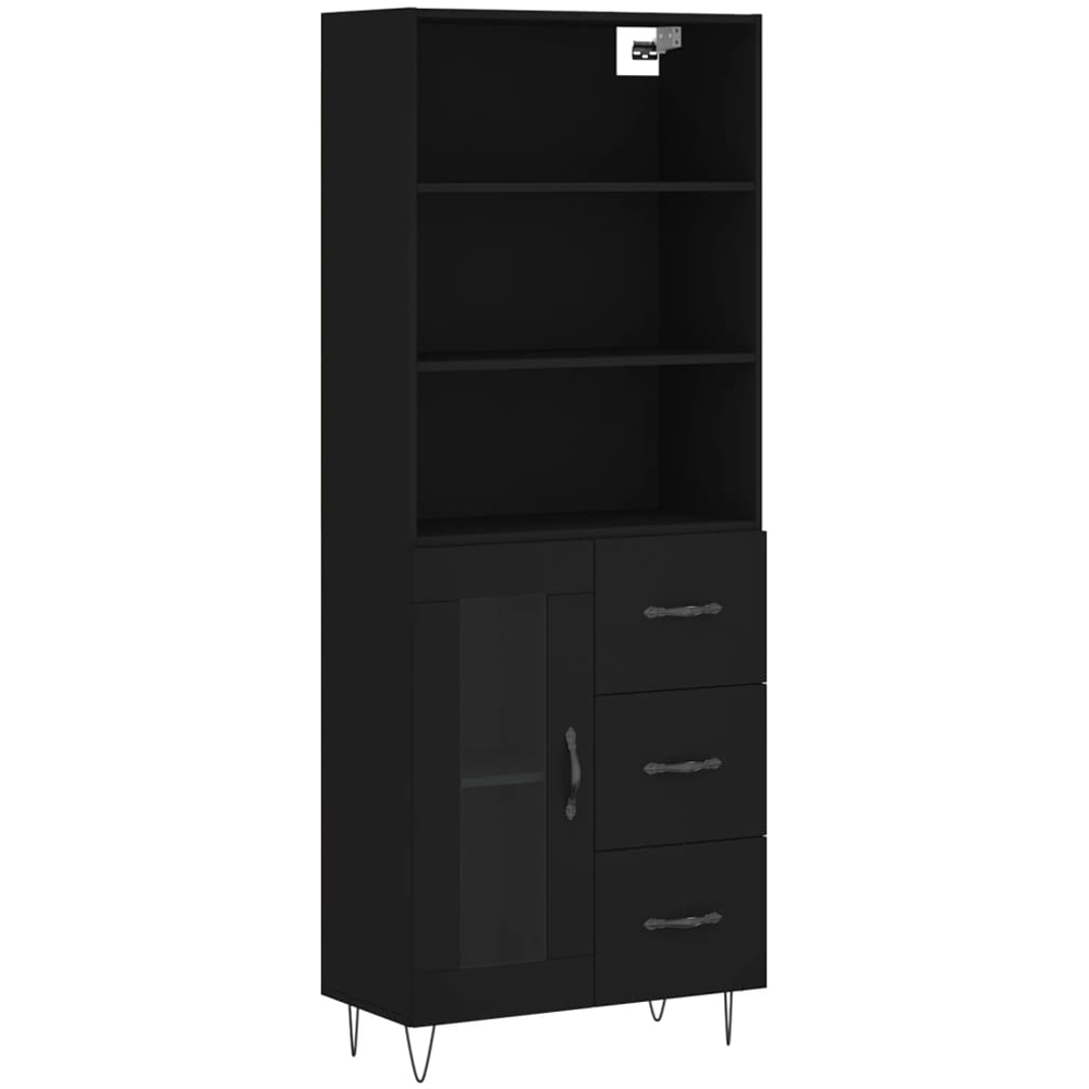 vidaXL Single Door 3 Drawer 5 Shelf Black Highboard Image 2