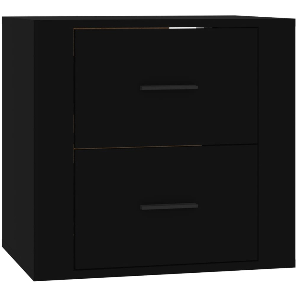 vidaXL 2 Drawer Black Wall Mounted Bedside Table Image 2