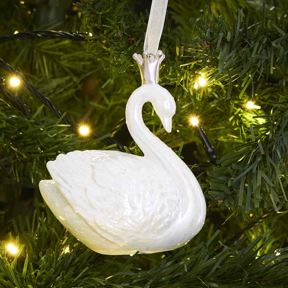 Wilko Glitters Swan Tree Ornament Image 2