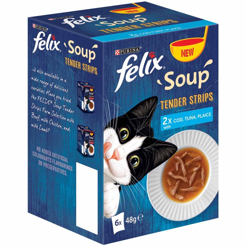 Felix Soup Tender Strips Fish Selection Cat Food 6 × 48g Image 1