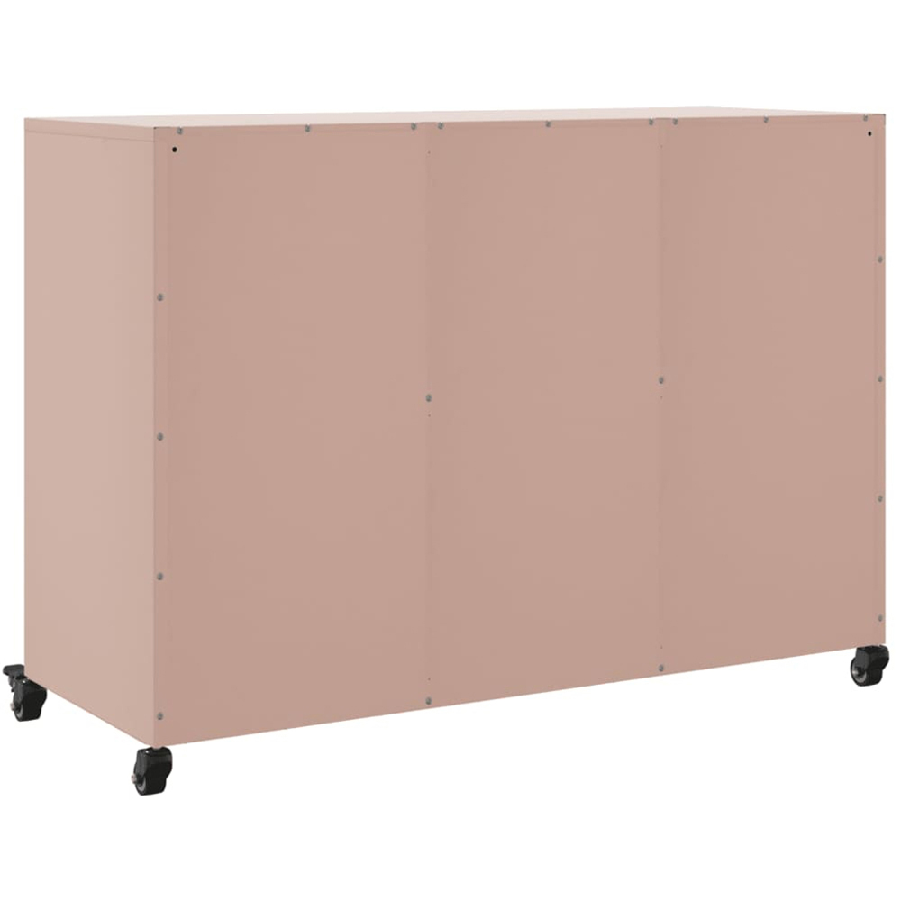 vidaXL 3 Door Pink Metal Sideboard Image 8