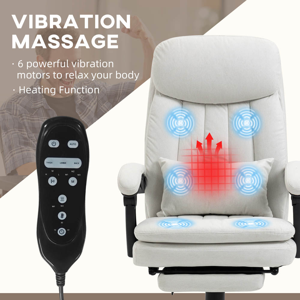 Portland Cream Microfibre Swivel Vibration Massage Office Chair Image 5