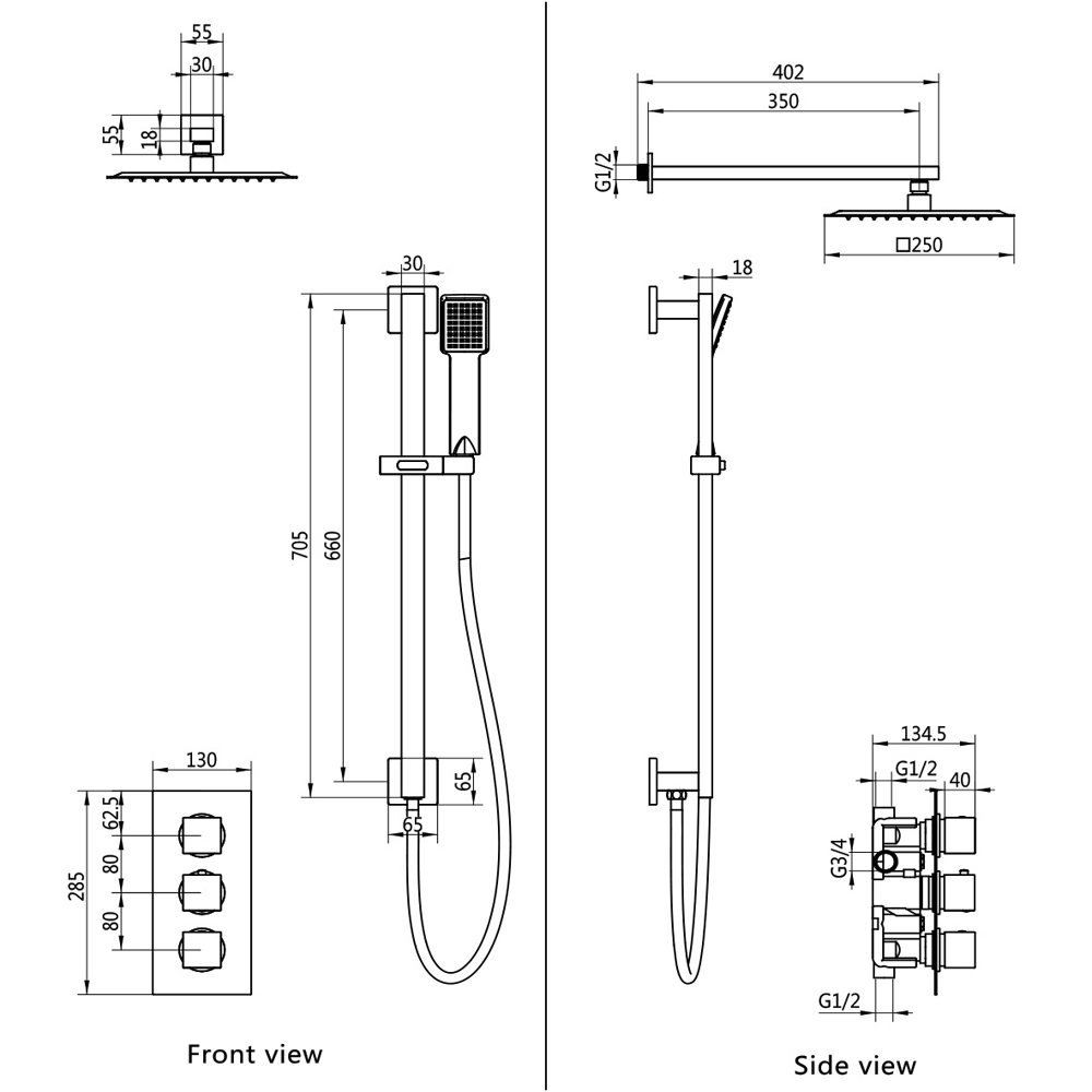 Bathstore Siesta Matt Black Thermostatic Shower Valve Kit Image 7