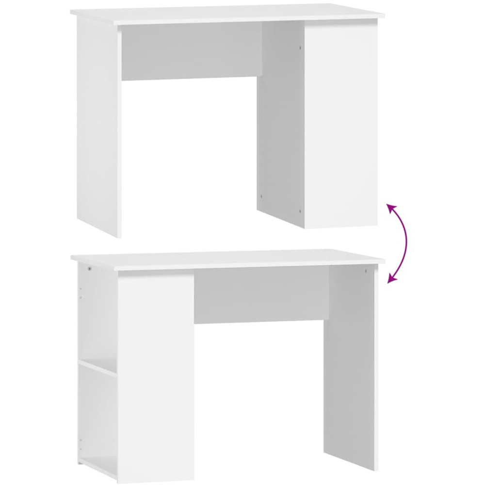vidaXL 2 Shelf Computer Desk White Image 6