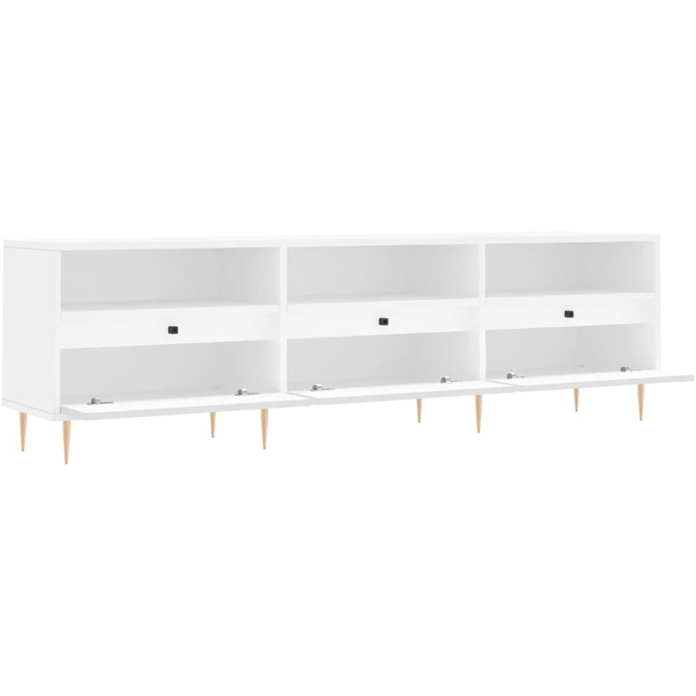 vidaXL 3 Drawer 3 Shelf White TV Cabinet Image 6