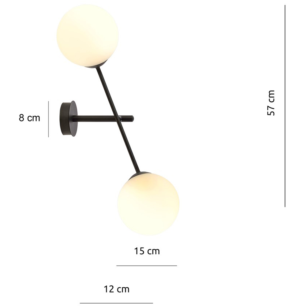 Emibig Linear 2 Light White Shade Black Wall Lamp Image 6