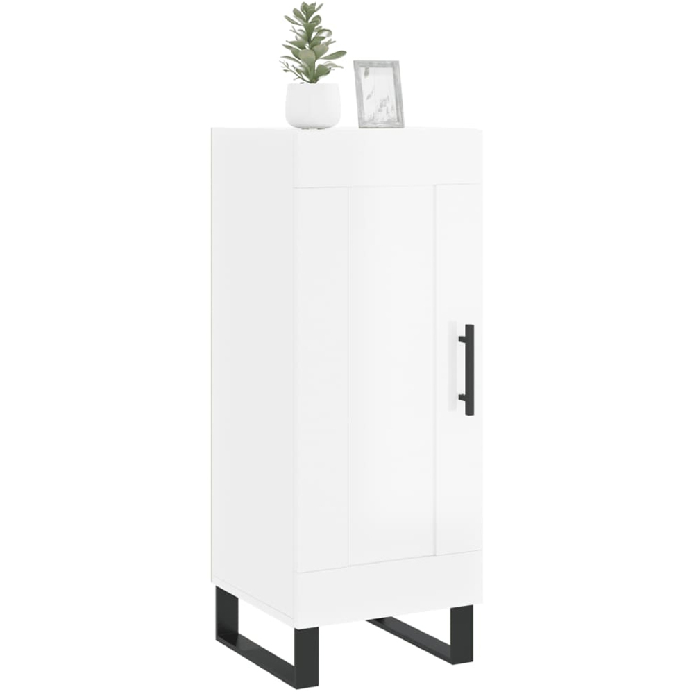 vidaXL Single Door High Gloss White Sideboard Image 3