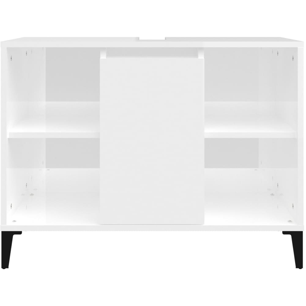 vidaXL Single Door 4 Shelf Gloss White Washbasin Cabinet Image 5