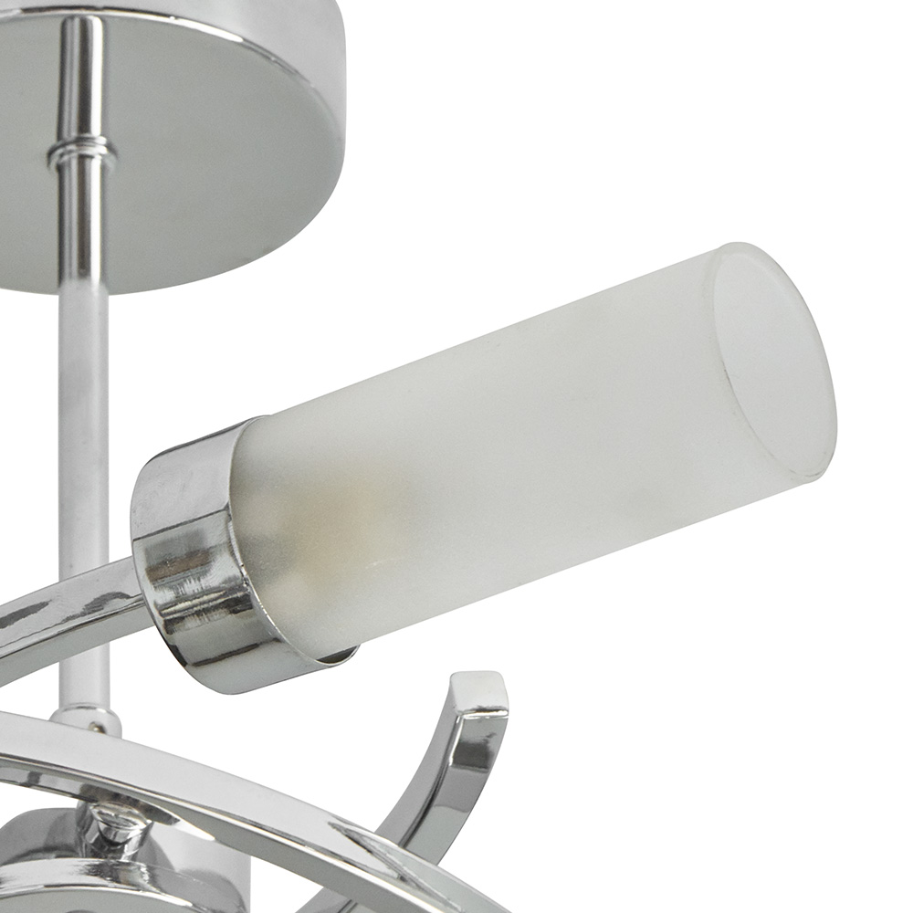 Wilko 3 Arm Chrome Swirl Ceiling Light with Frosted Glass Shades Image 5