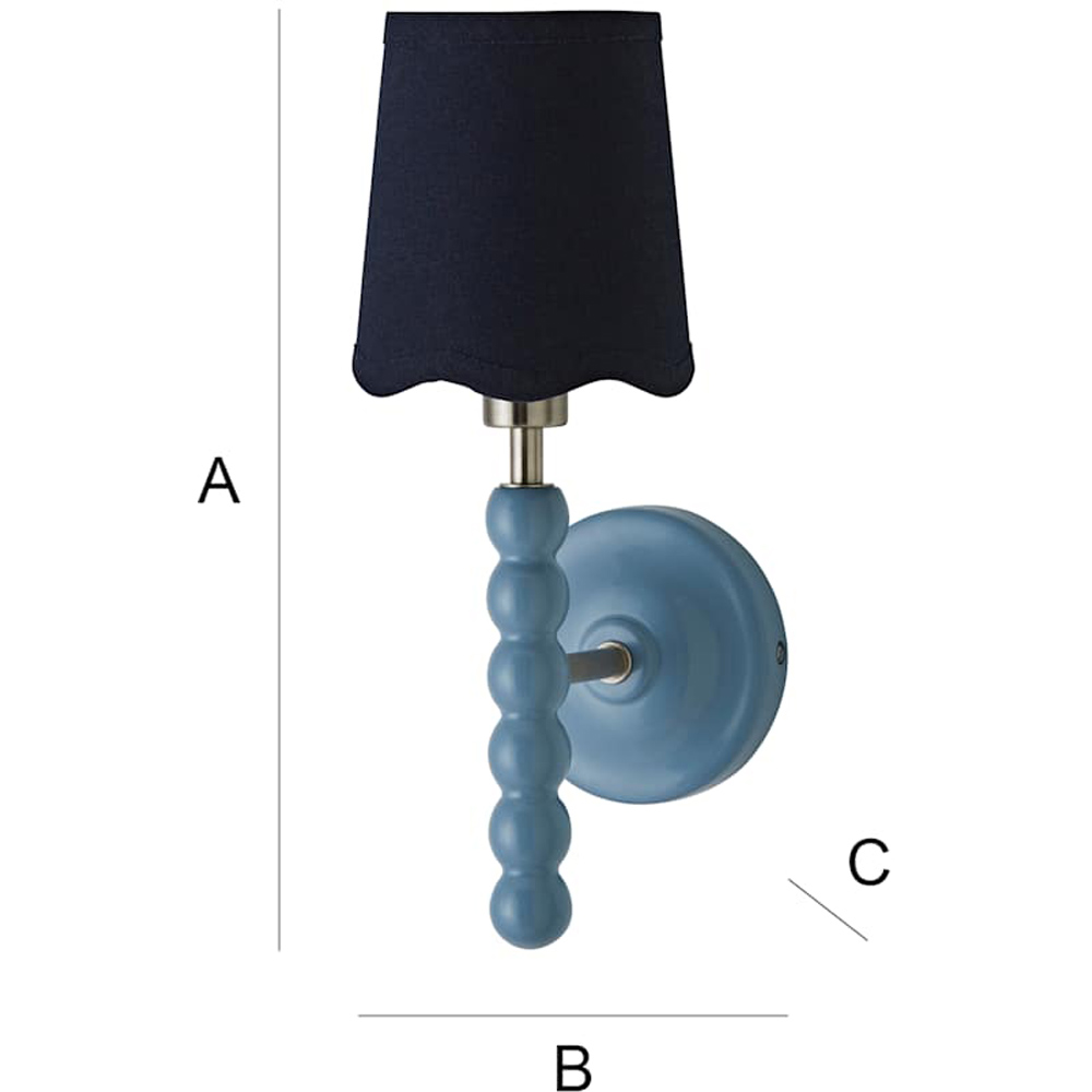 ValueLights Navy Trim Scallop Shade Blue Bobbin LED Wall Light with Bulb 2 Pack Image 6