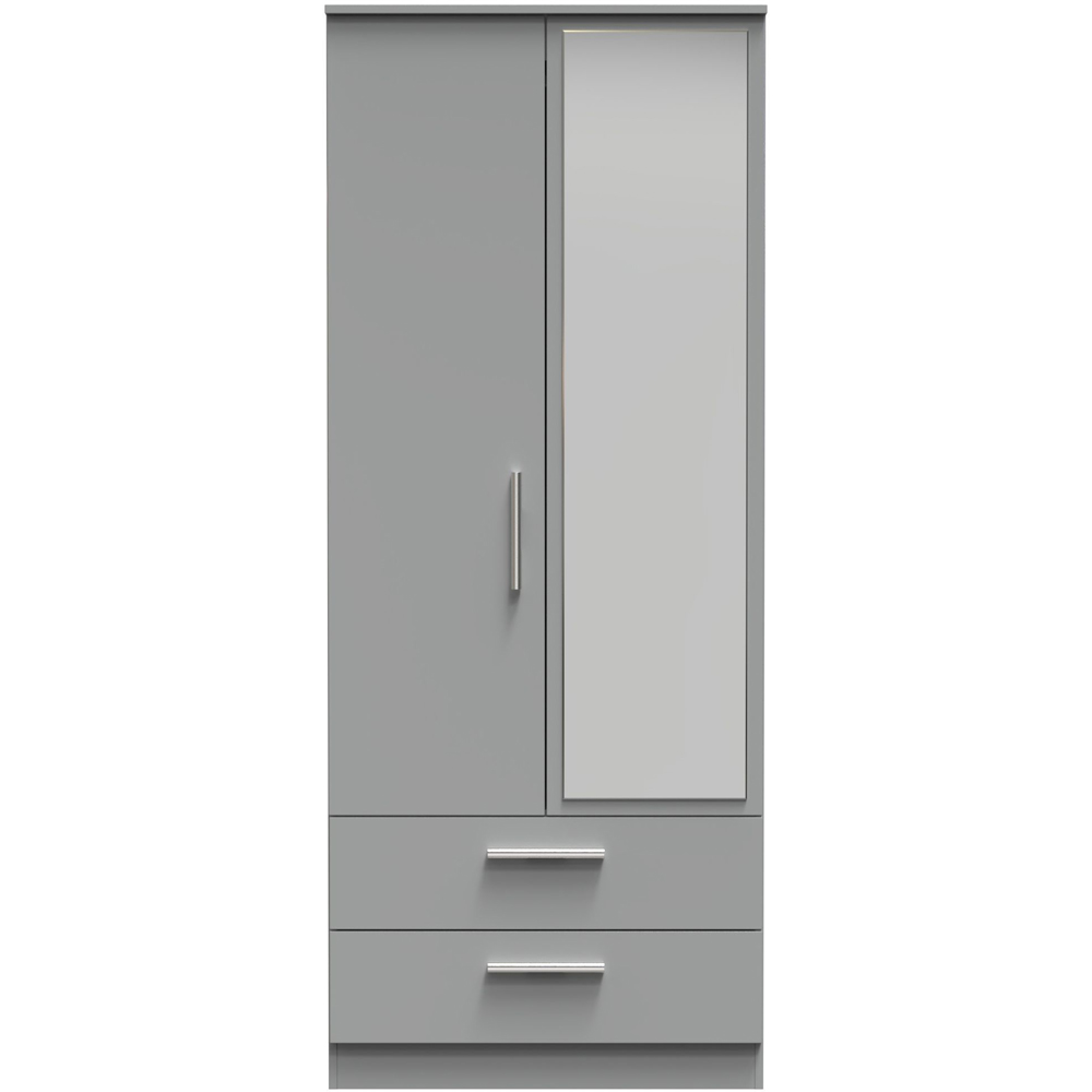 Crowndale Camden 2 Door 2 Drawer Dusk Grey Mirrored Wardrobe Ready Assembled Image 2