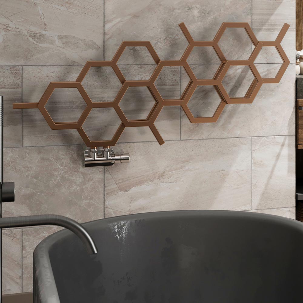 Terma Hex 1081 BTU Bright Copper Radiator 502 x 1126mm Image 2