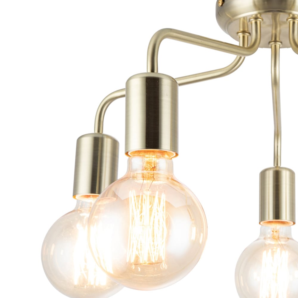 Cosylyte Fraser 5 Light Brushed Brass Metal Flush Ceiling Light Image 4