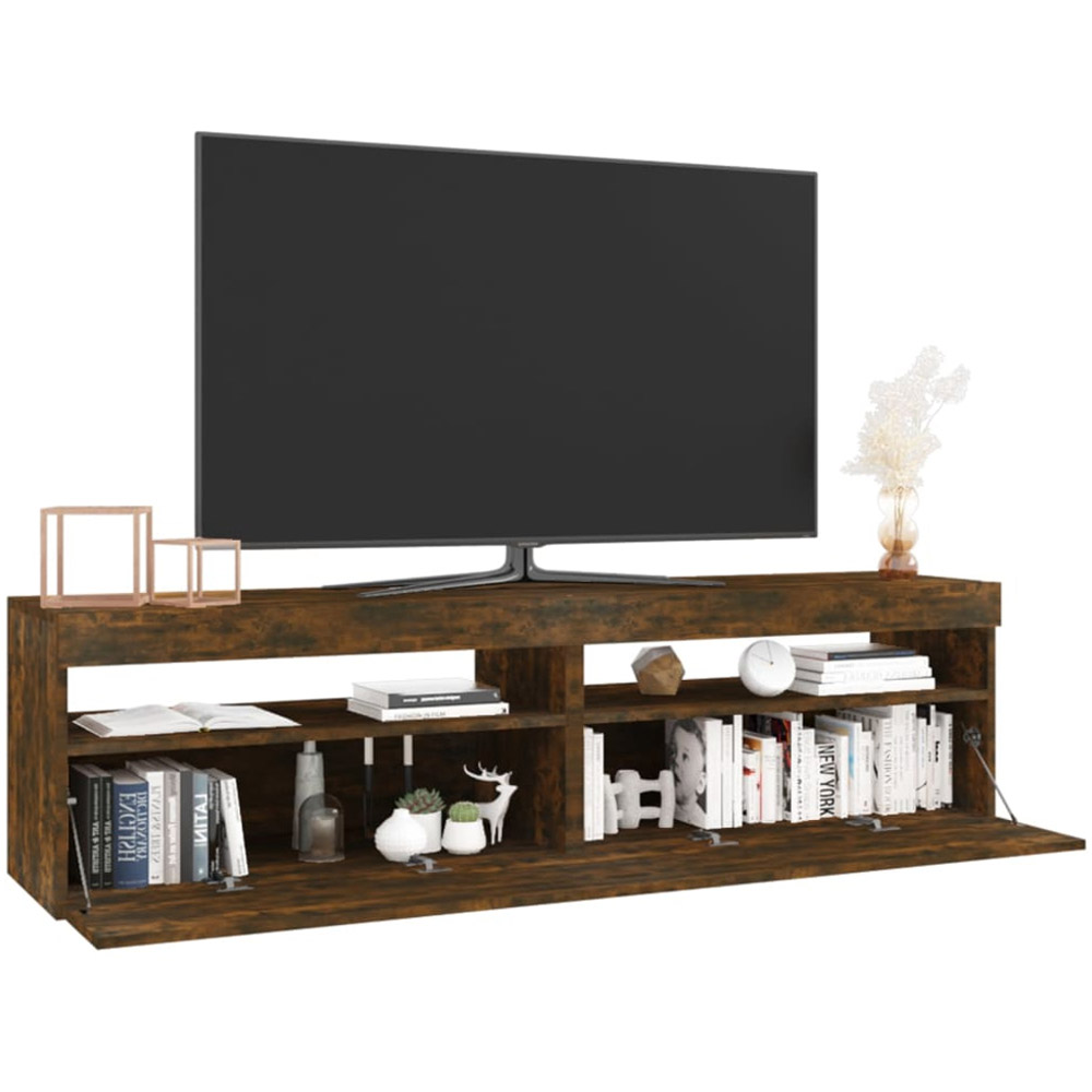 vidaXL 2 Flap Door 2 Open Shelf Smoked Oak TV Cabinet Image 6