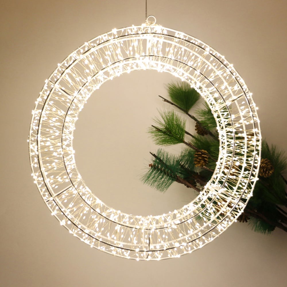 Xmas Haus Warm White LED Circular Wreath 50cm Image 2