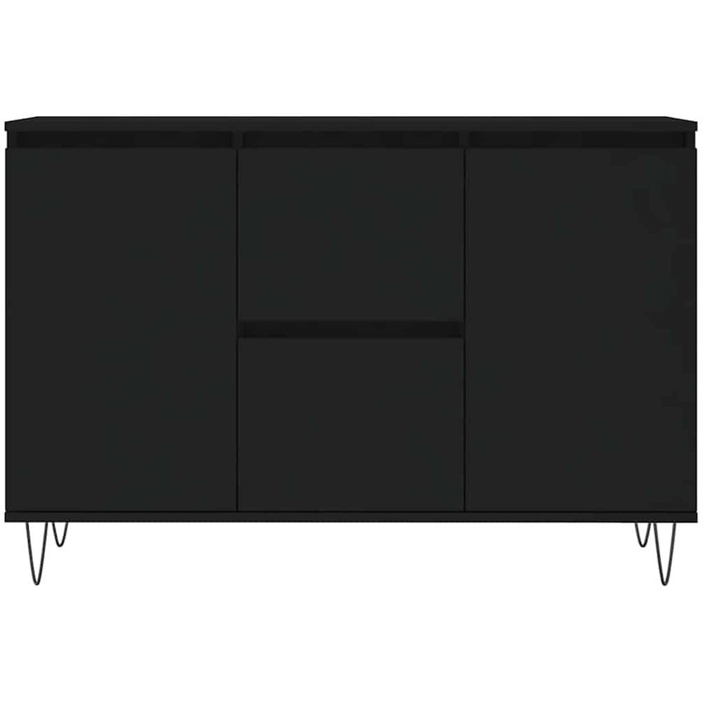 vidaXL 2 Door 2 Drawer Black Wooden Sideboard with Metal Legs Image 5