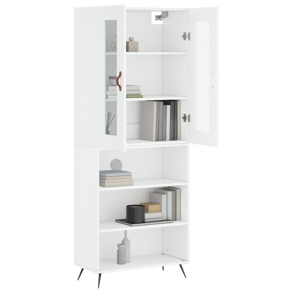 vidaXL 2 Glass Door 3 Shelf White Highboard Image 3