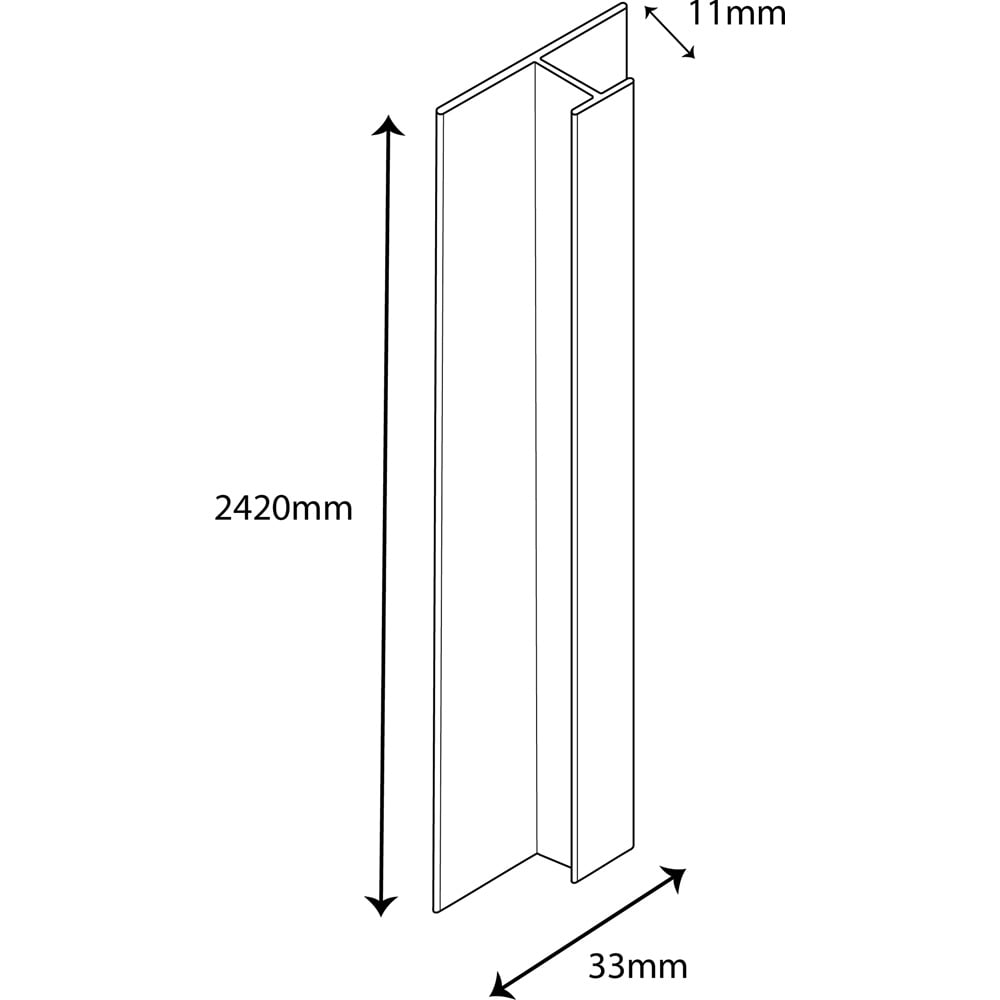 Wetwall Mermaid Satin Anodised Aluminium H Joint Trim 2420mm Image 3
