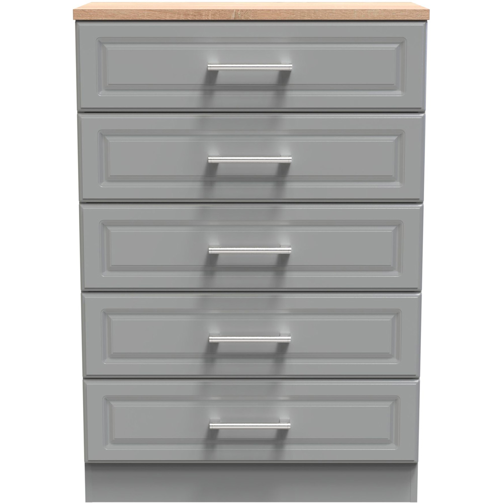Crowndale Kent 5 Drawer Dusk Grey and Bardolino Oak Chest of Drawers Image 3