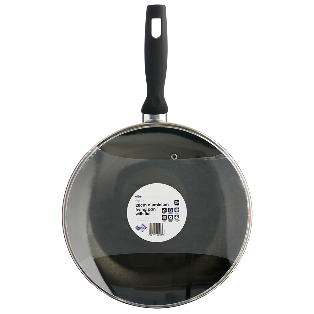 Wilko 28cm Aluminium Frying Pan with Lid Wilko