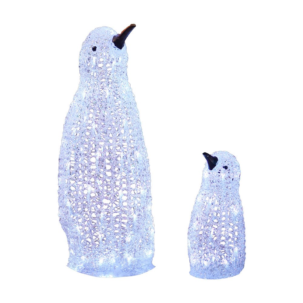 Wilko Acrylic Light Up Penguin Family 2pk Wilko