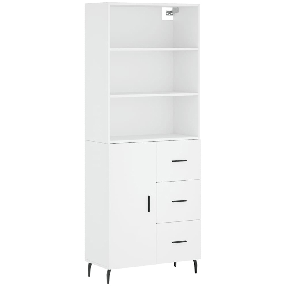 vidaXL Single Door 3 Drawer 3 Open Shelf White Highboard Image 2