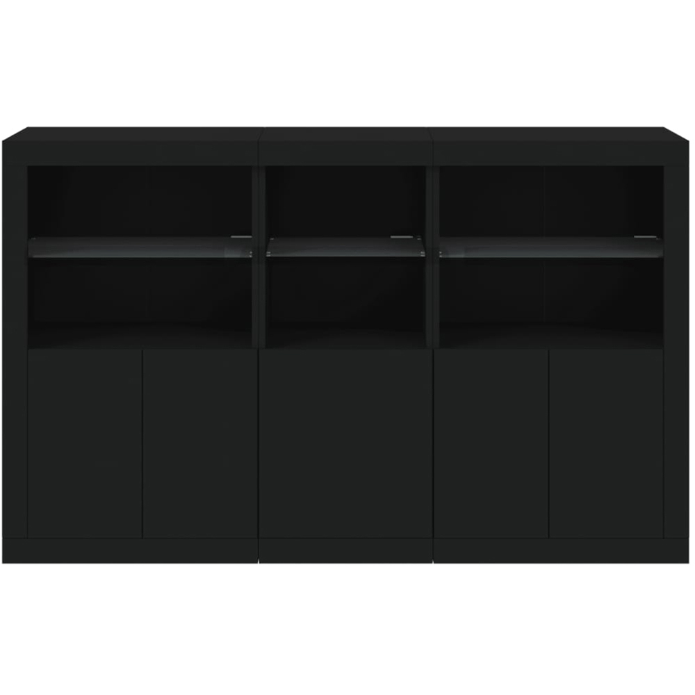 vidaXL 5 Door 6 Shelf Black Wooden Sideboard with LED Lights Image 3