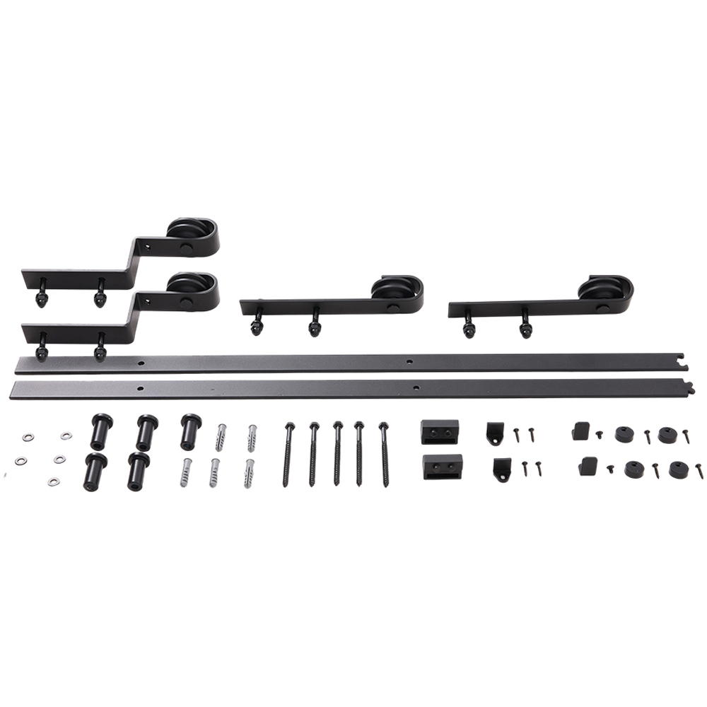 Living and Home Industrial Single Track Silent Sliding Barn Door Hardware Kit 200cm Image 2