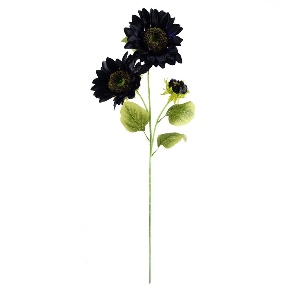 Leaf Purple Sunflower and Gold Leaf Artificial Flower Bundle with Glass Vase 80cm 8 Pack Image 5