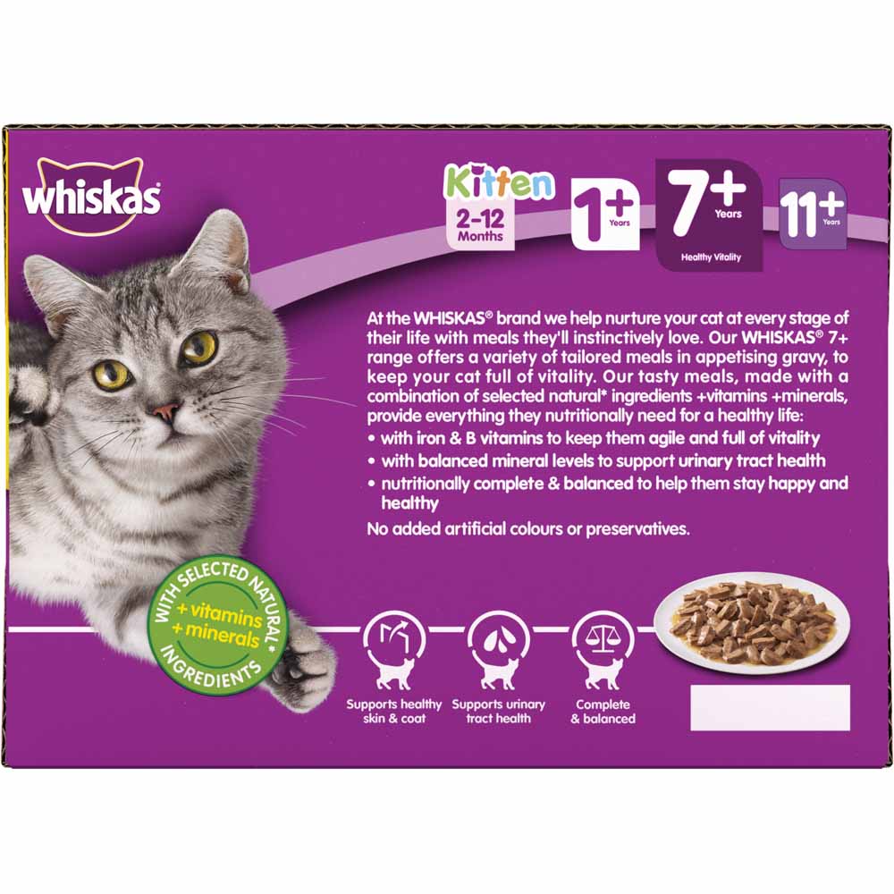 Whiskas Senior Wet Cat Food Pouches Poultry in Gravy 12 x 100g Image 4