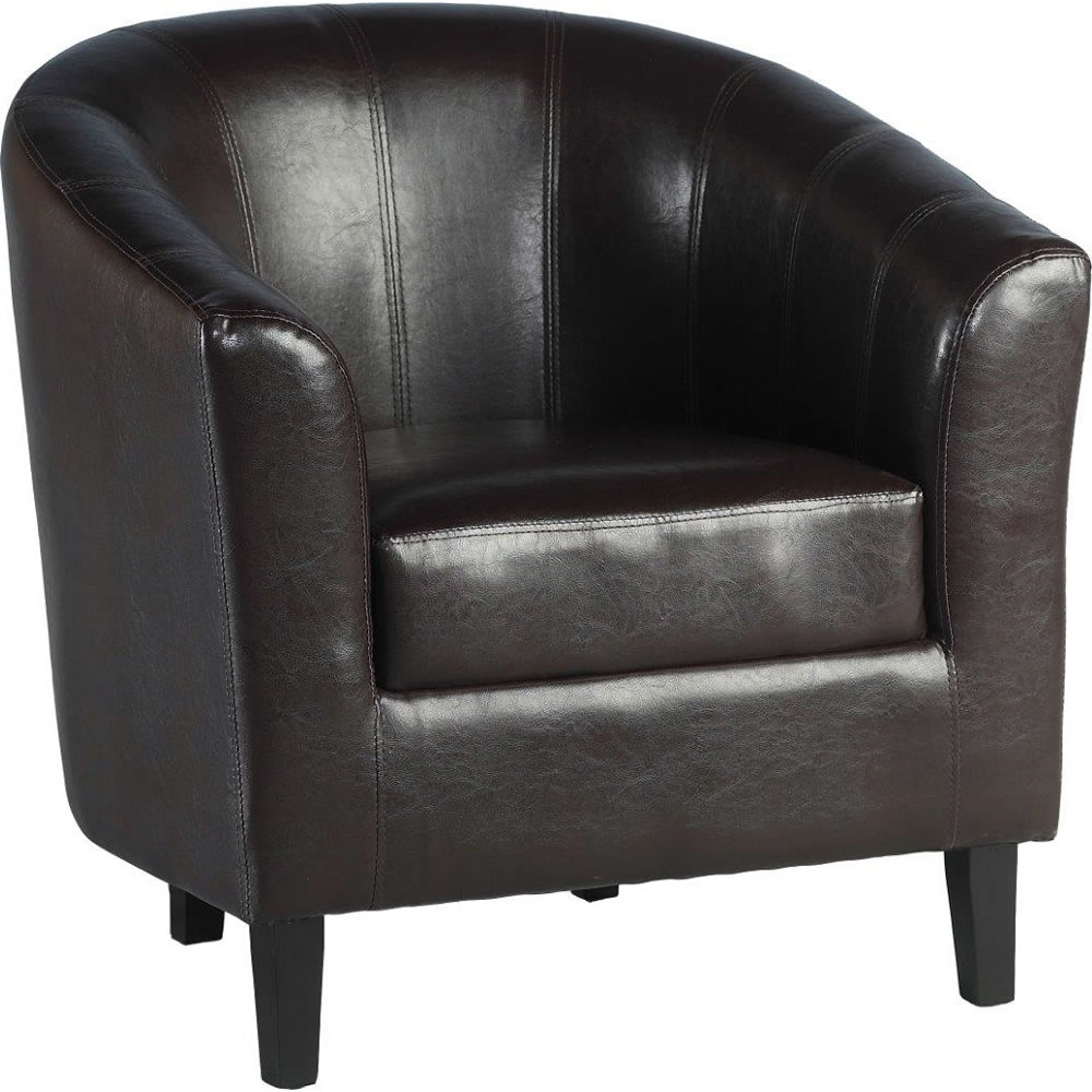 Tempo Tub Chair Brown Faux Leather Wilko Tempo Tub Chair Brown Faux Leather Image