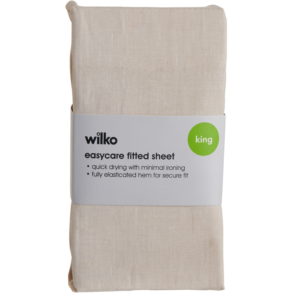 Wilko Easy Care King Beige Fitted Bed Sheet Image 2