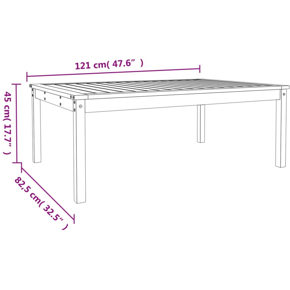 vidaXL Natural Solid Pine Wood Slatted Garden Table 121 x 82.5cm Image 8