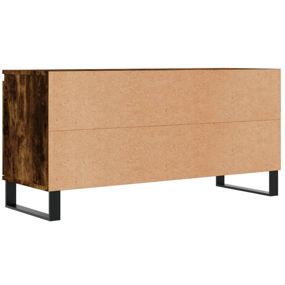 vidaXL 2 Door 2 Open Shelf Smoked Oak TV Cabinet with Iron Legs Image 8