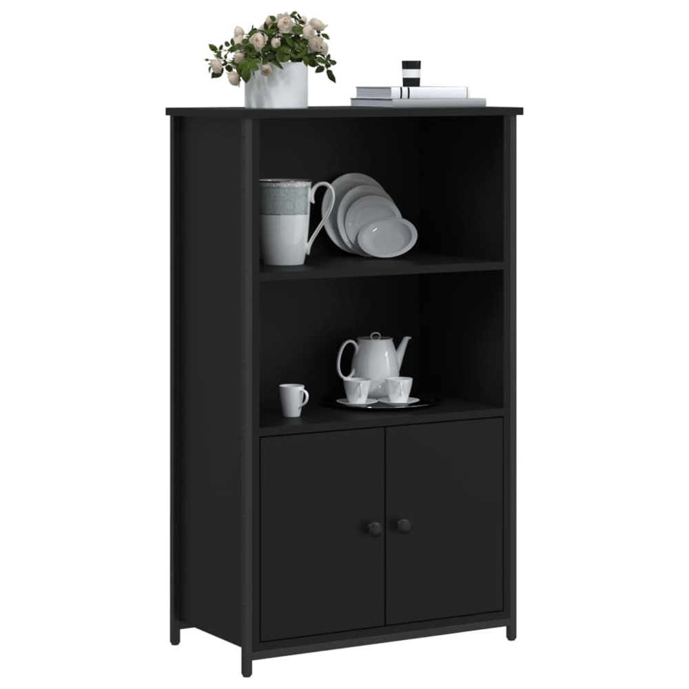 vidaXL 2 Door 2 Shelf Black Highboard Image 3