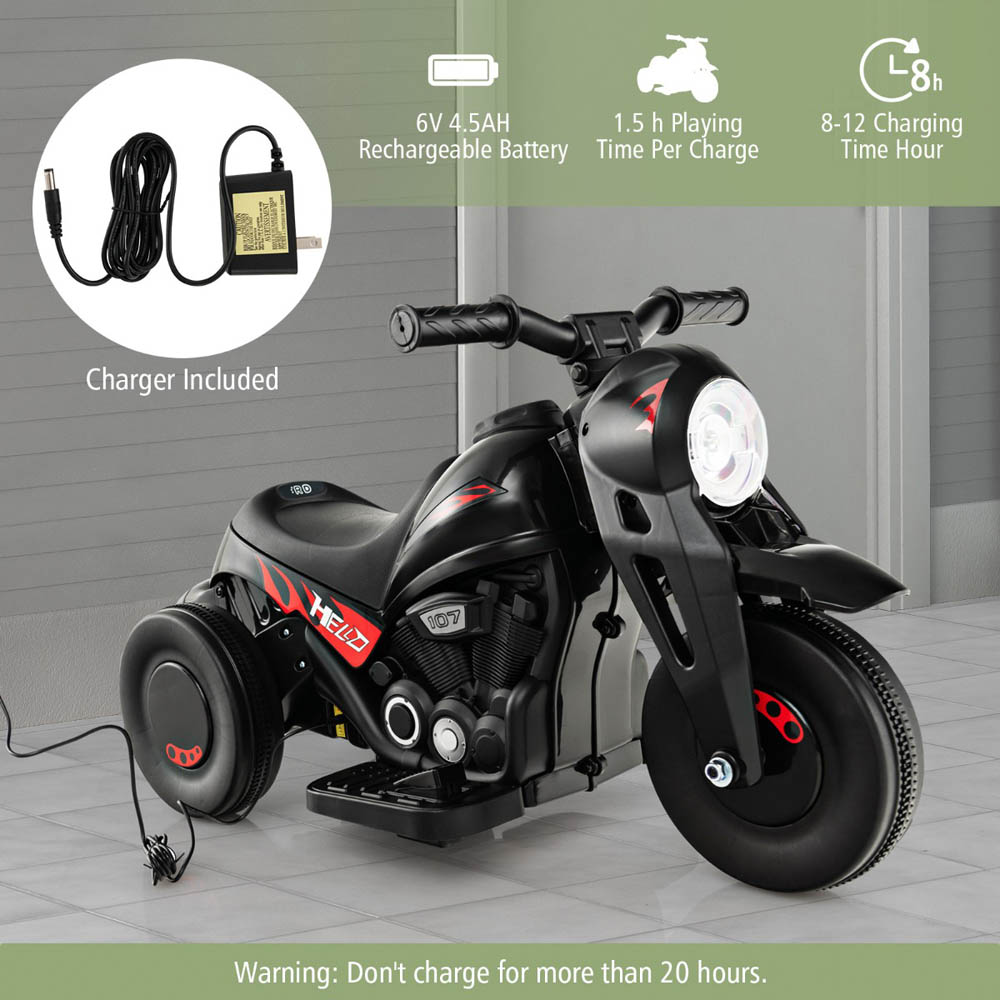 Costway Kids Black Electric Ride On Motorcycle with Bubble Maker 6V Image 5