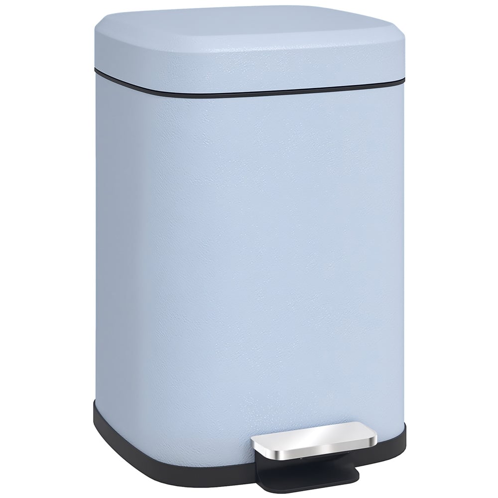 HOMCOM Light Blue Pedal Kitchen Bin with Soft Close Lid 12L Image 1