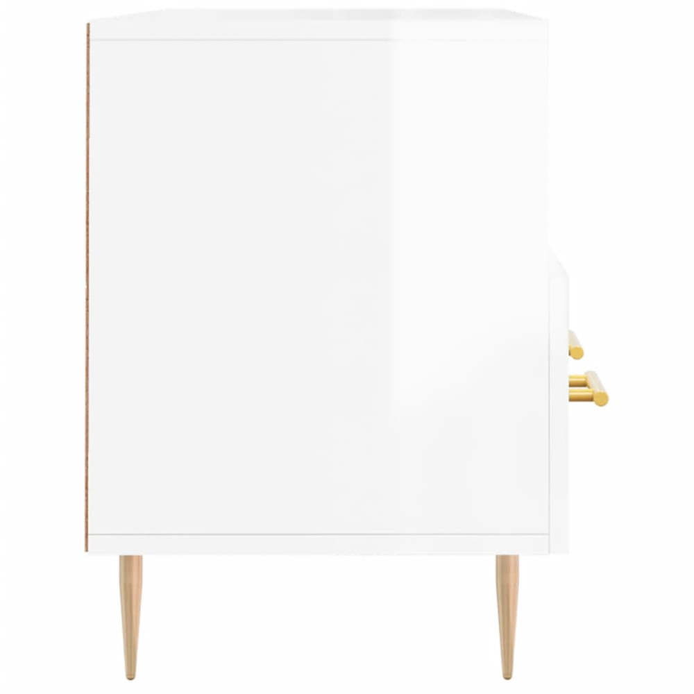 vidaXL 3 Drawer 3 Shelf High Gloss White TV Cabinet Image 7