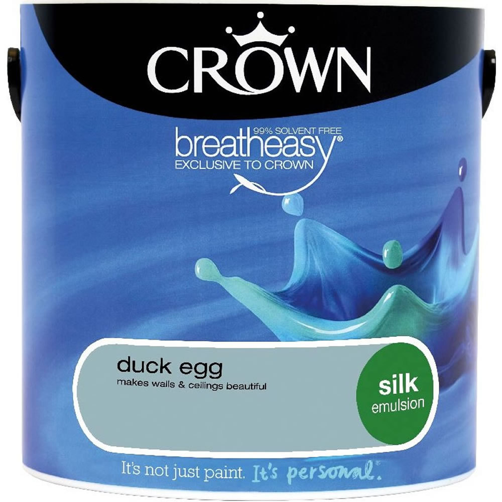 Crown Duck Egg Silk Emulsion Paint 2.5L Wilko