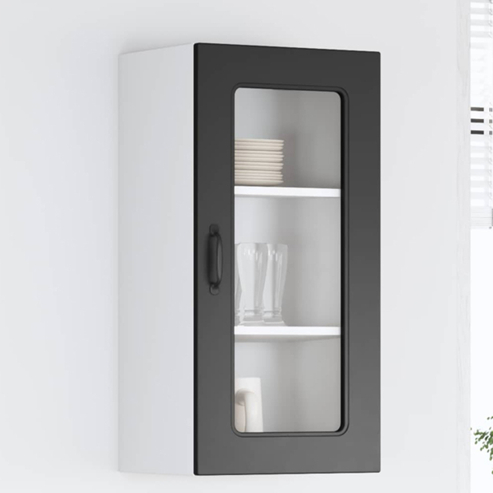 vidaXL Kalmar Single Door Black Wall Kitchen Cabinet Image 1