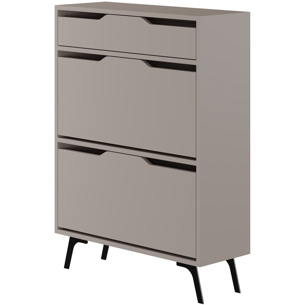 Decortie Asta 2 Door Single Drawer Mocha Grey Modern Shoe Cabinet Image 2