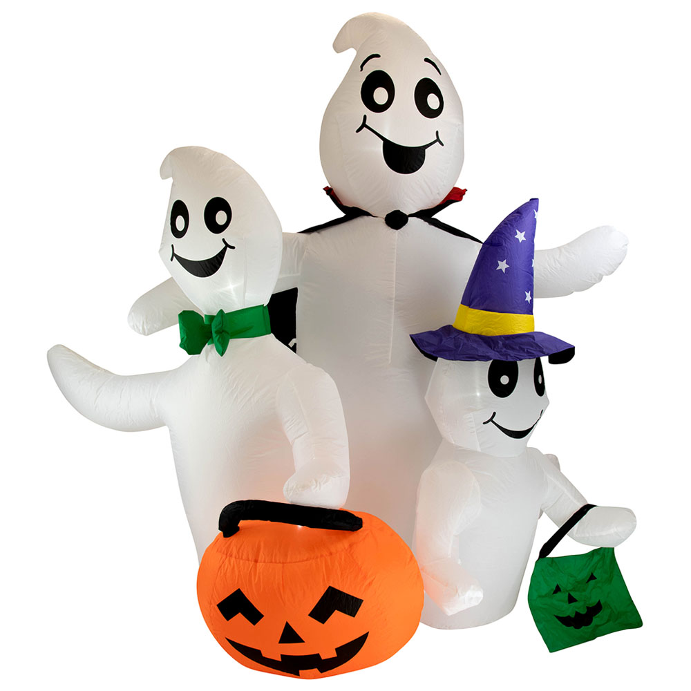 Arlec Halloween 6ft White LED Inflatable Three Ghosts Image 1