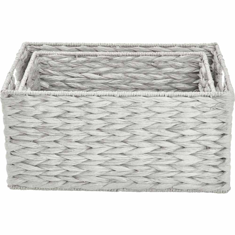 Wilko Grey Paper Rope Baskets Set of 2 Image 2