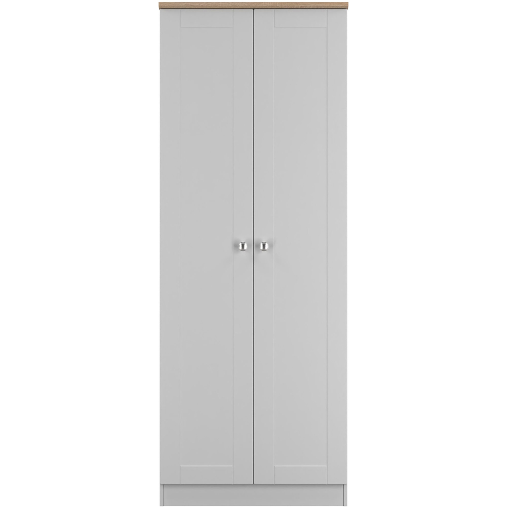 Crowndale Sussex 2 Door Grey Ash and Bardolino Oak Tall Wardrobe Ready Assembled Image 2