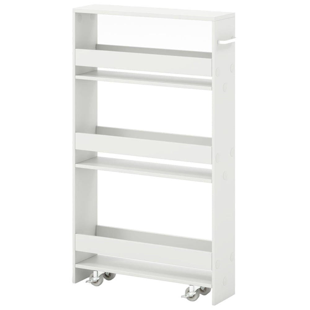 Costway 4 Shelf White Slim Storage Cart with Wheels Image 1